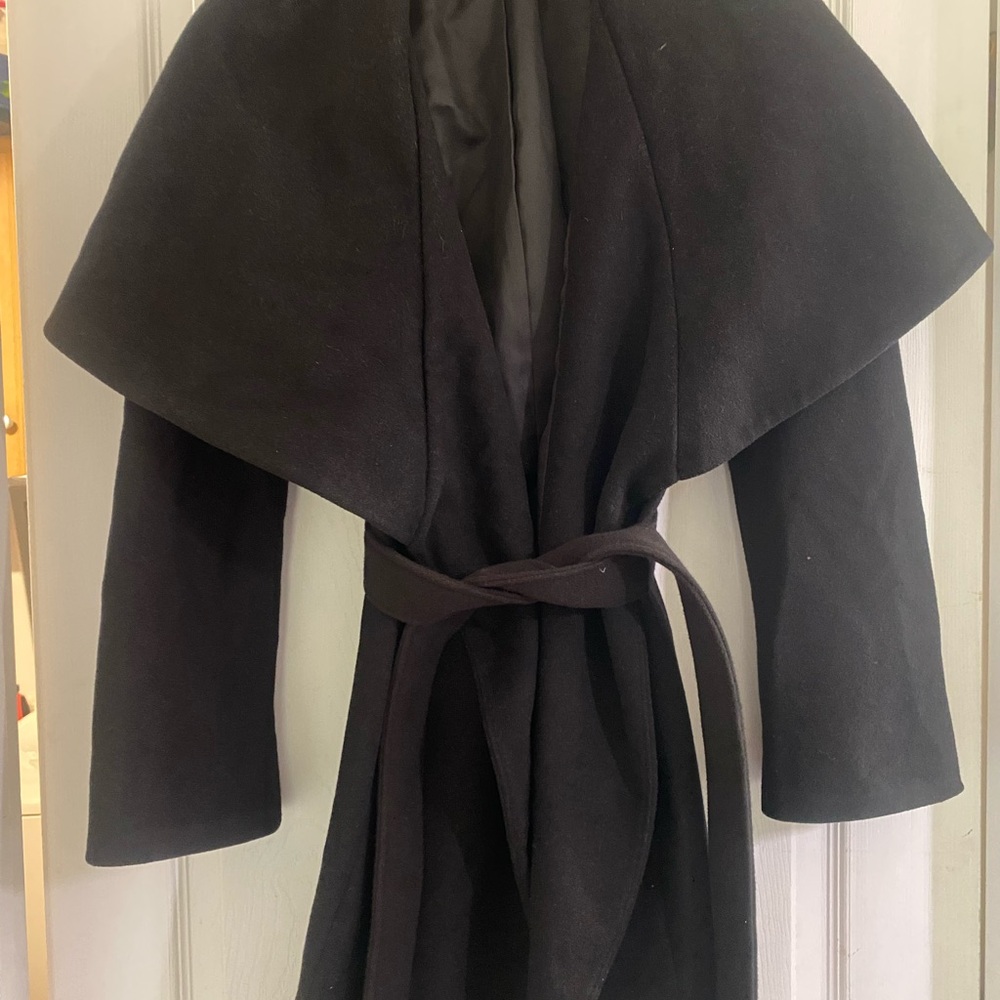 Tahari Black Wool double face Cape Coat for Women